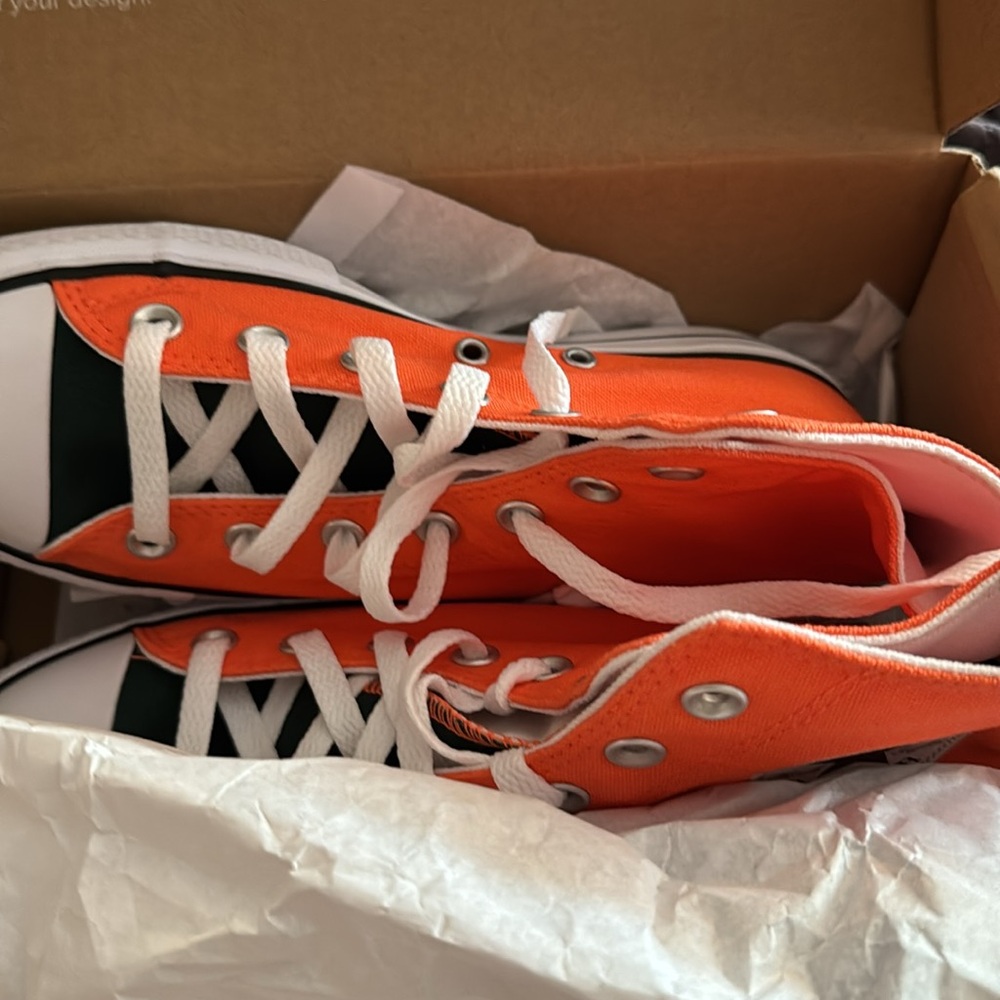 Converse Custom Orange and Black High Tops - Picture 6 of 8